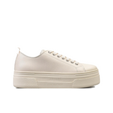 Armani Exchange Women’s Leather Trainers – Sporty Light Beige Look